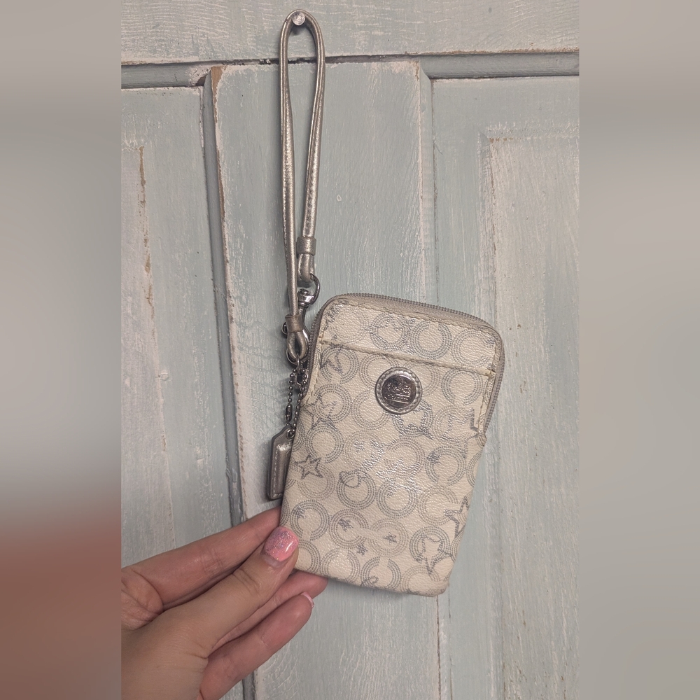 Silver and Cream Wristlet with Logo